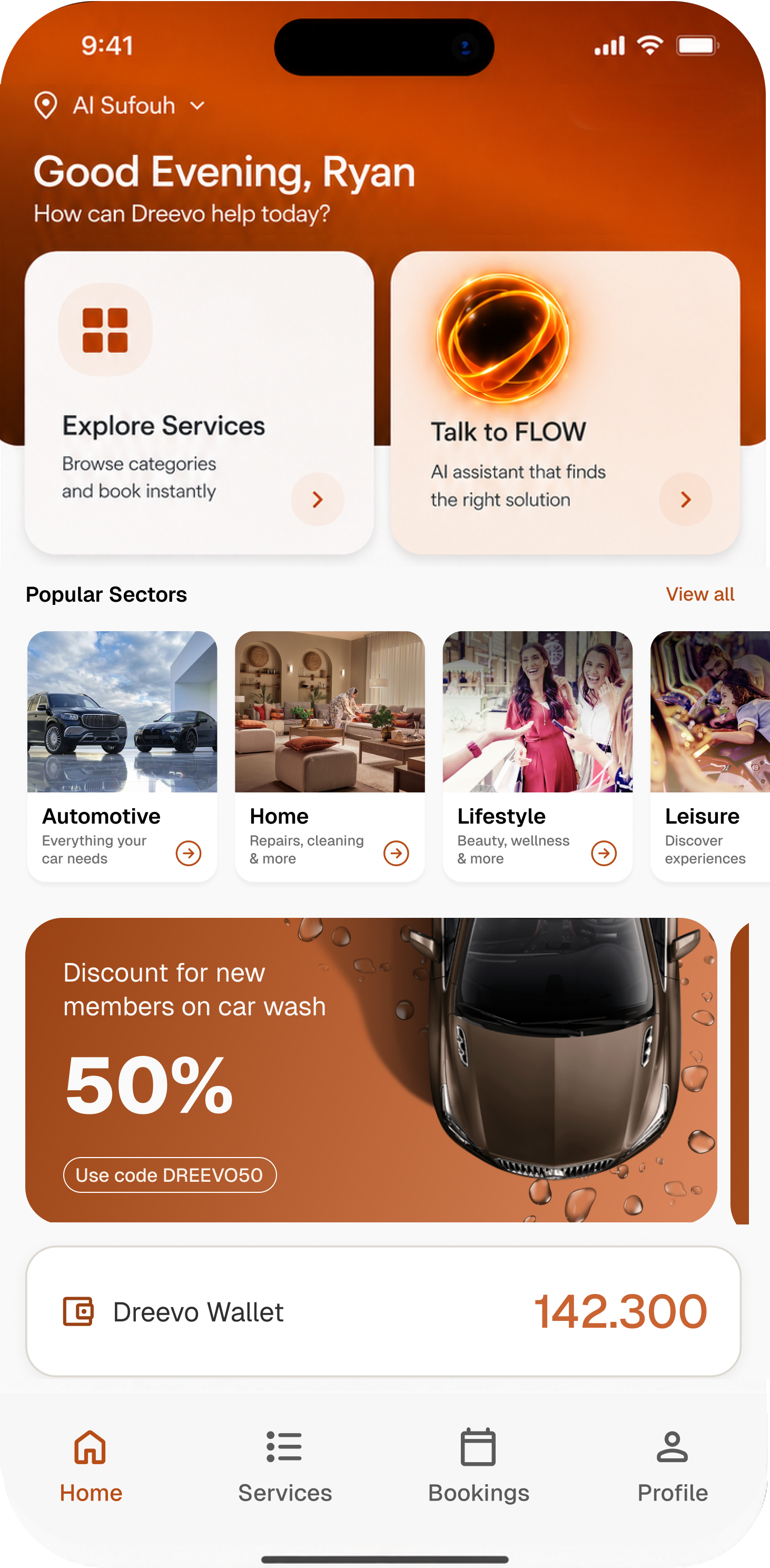 Dreevo app home screen